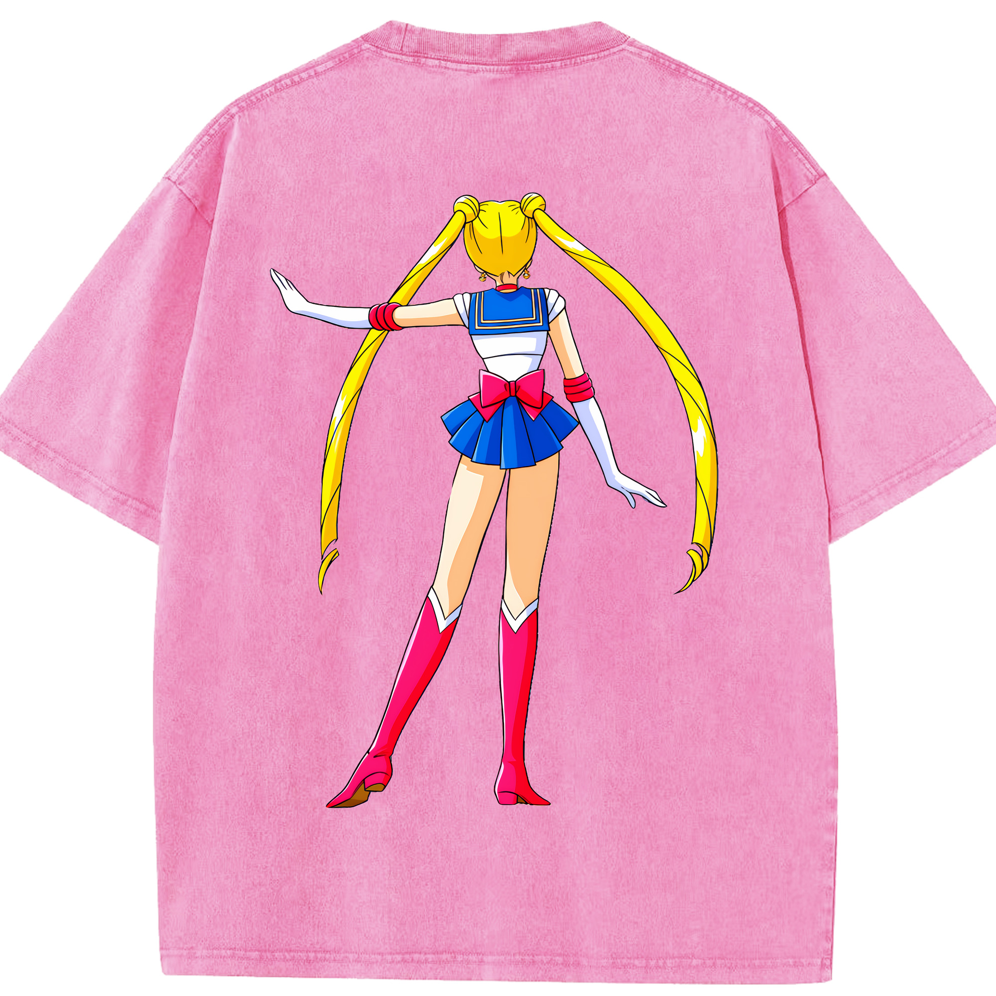 （画像用） 美少女戦士セーラームーン 月野 うさぎ つきの うさぎ Sailor Moon Tsukino Usagi 綿100% ヴィンテージ風 半袖Tシャツ（背面プリント）